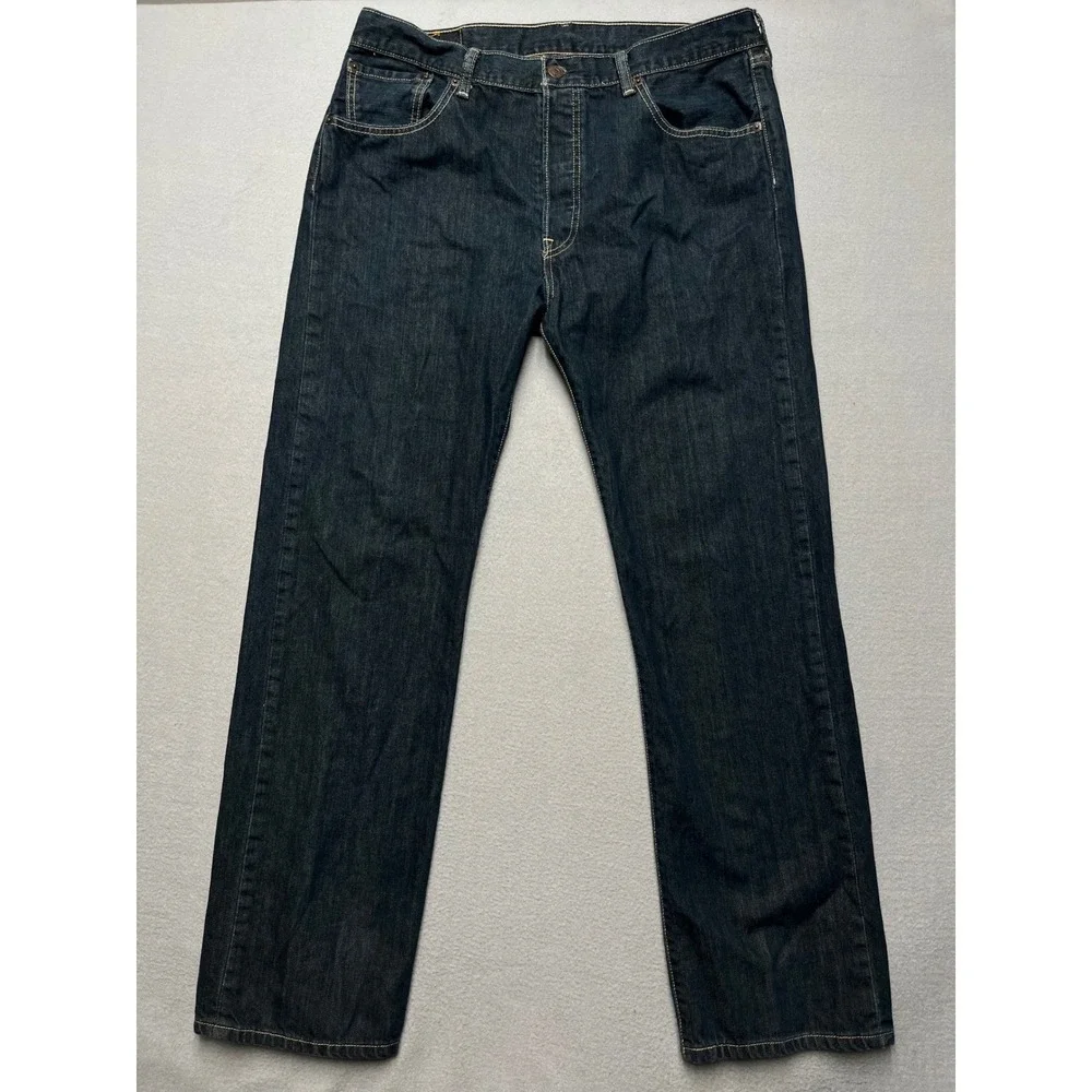 Levis 501 Original Fit Men Dark Wash Straight Leg Button Fly Jeans 36x32 (34x32)